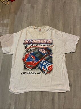 Hanes White Tagless Cotton Tee with Red Logo